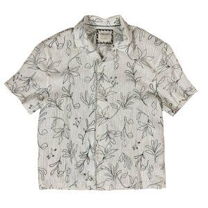 Denim And Flower Ricky Singh White Floral Print Short Sleeve Button Shirt XL Men